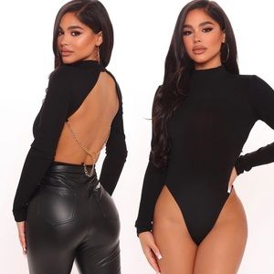 Size M Break These Chains Backless Bodysuit Black